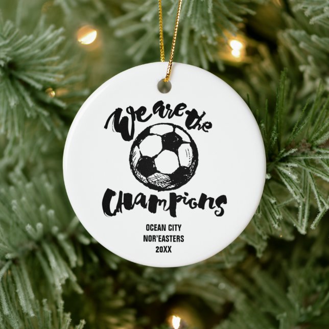 We Are The Champions Personalized Kids Soccer Keramik Ornament (Baum)