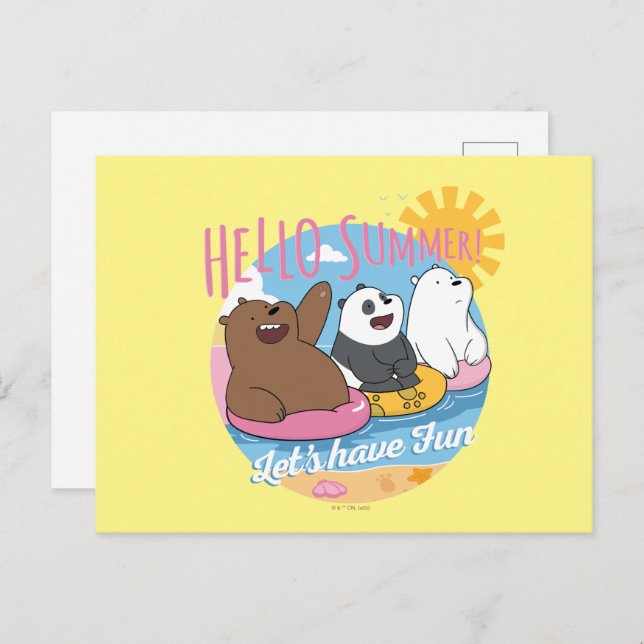 We Bare Bears - Hello Summer! Let's Have Fun Postkarte (Vorne/Hinten)