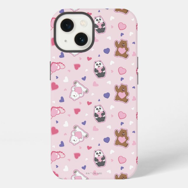 We Bare Bears - Valentinsherzen-Muster iPhone Hülle (Rückseite)