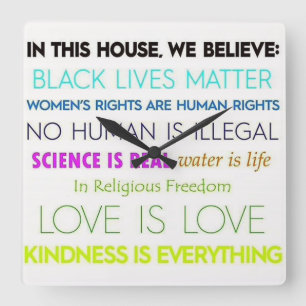 We Believe: Wall Clock Quadratische Wanduhr