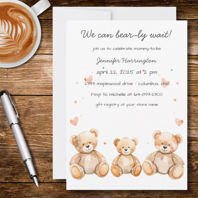 We Can Bear-ly Wait Baby Shower Invitation Einladung (Von Creator hochgeladen)