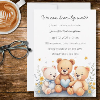 We Can Bear-ly Wait Baby Shower Invitation Einladung