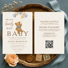 We Can Bearly Wait All in One Baby Boy Shower Einladung