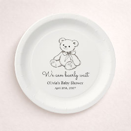 "We Can Bearly Wait" Baby Shower Gender Neutral Pappteller