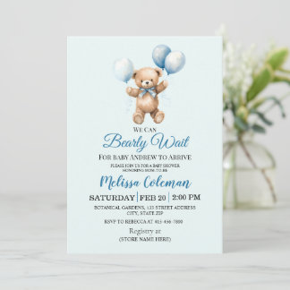 We Can Bearly Wait Baby Shower  Invitation