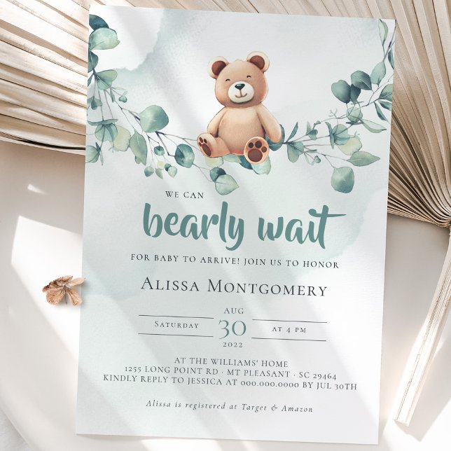 We Can Bearly Wait! Baby Shower Invitation Einladung (Von Creator hochgeladen)