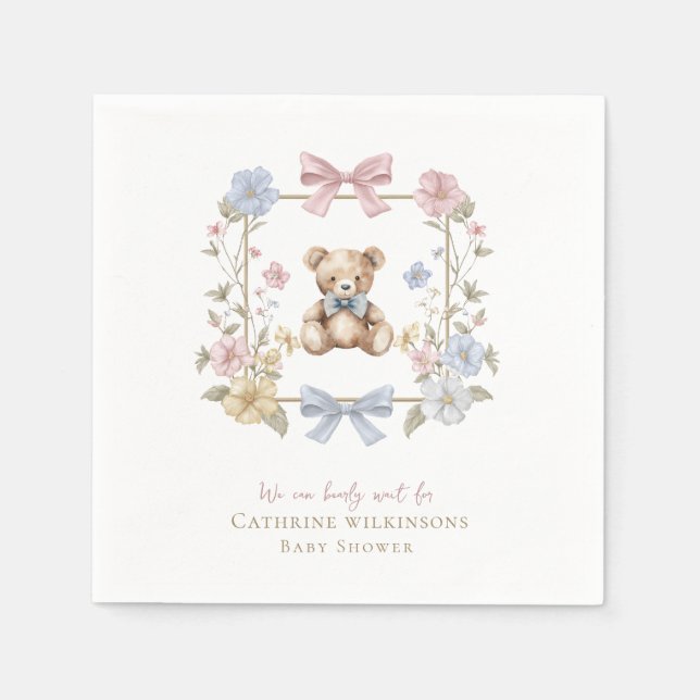 we can bearly wait baby shower  serviette (Vorderseite)