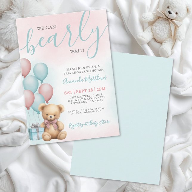 We Can Bearly Wait Bear Baby Shower Einladung (We Can Bearly Wait Bear Baby Shower Invitation)