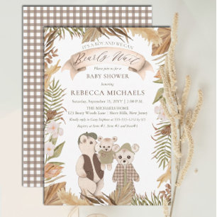 We Can Bearly Wait Boho Bear Family Baby Shower Einladung