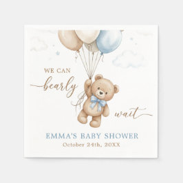 We Can Bearly Wait Boy Baby Shower Custom Serviette