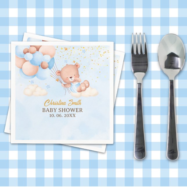 We Can Bearly Wait , Boy Baby Shower Serviette (Von Creator hochgeladen)