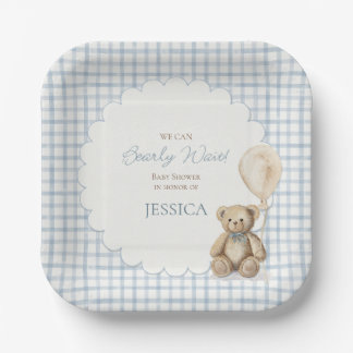 We Can Bearly Wait Boy Teddy Bear Baby Shower Pappteller