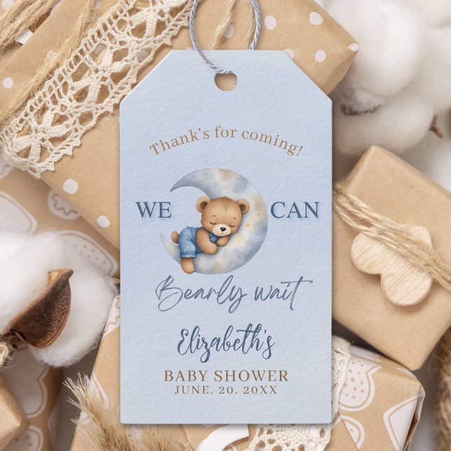 We can Bearly wait - Cute Bear Baby shower boy Geschenkanhänger (Von Creator hochgeladen)