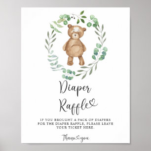 We can bearly wait diaper raffle poster
