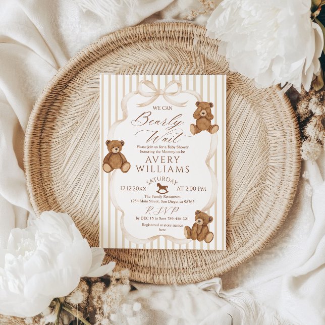 We Can Bearly Wait Elegant Baby Shower Einladung (Von Creator hochgeladen)