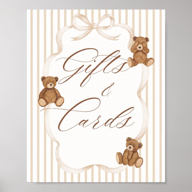 We Can Bearly Wait Elegant Baby Shower Gift Card Poster (Vorne)
