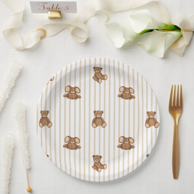 We Can Bearly Wait Elegant Baby Shower Pappteller (Hochzeit)