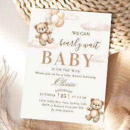 We Can Bearly Wait Elegant Teddy Baby Shower Einladung