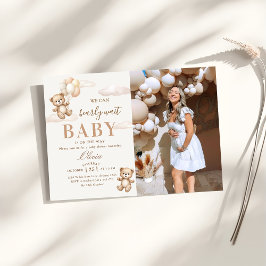 We Can Bearly Wait Elegant Teddy Baby Shower Photo Einladung