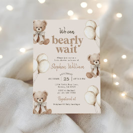 We Can Bearly Wait Elegant Teddy Bear Baby Shower Einladung
