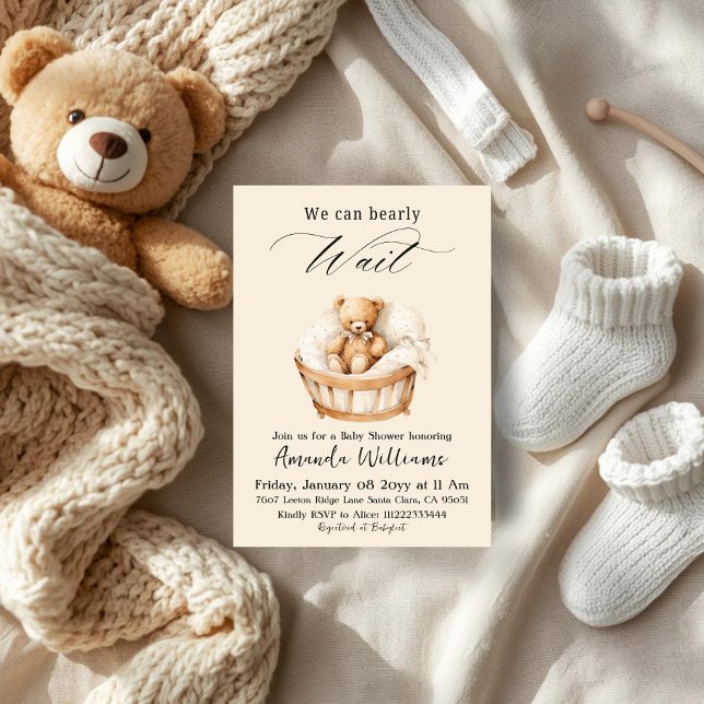 We Can Bearly Wait Gender Neutral Bear Baby Shower Einladung (Von Creator hochgeladen)