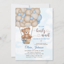 We Can Bearly Wait Hot Air Balloon Baby Shower Einladung