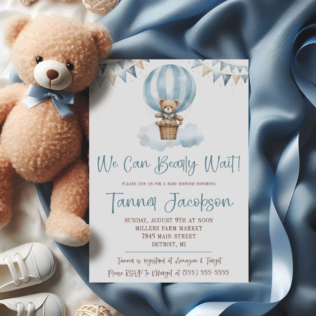 We can bearly Wait! Hot Air Balloon Baby Shower Einladung (Von Creator hochgeladen)