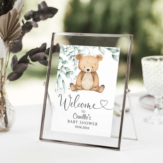 We Can Bearly Wait Minimalist Greener Baby Shower Poster (Von Creator hochgeladen)