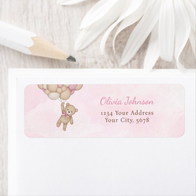 We Can Bearly Wait Pink Baby Shower Address (Insitu)