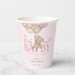 We Can Bearly Wait Pink Baby Shower Pappbecher