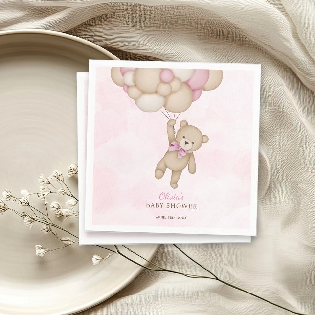 We Can Bearly Wait Pink Baby Shower Serviette (Von Creator hochgeladen)