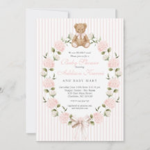 We can bearly wait pink bow Girl Baby Shower