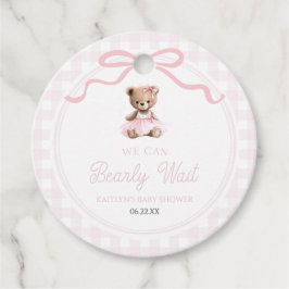 We Can Bearly Wait Pink Teddy Bear Baby Shower Geschenkanhänger