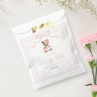 We Can Bearly Wait Pink Teddy Bear Baby Shower Geschenktütchen