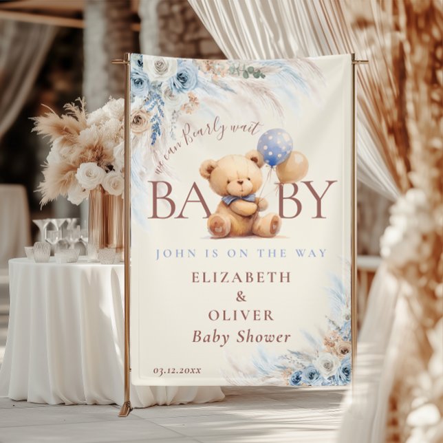 We Can Bearly Wait Teddy Bear Baby Shower Backdrop Banner (Von Creator hochgeladen)