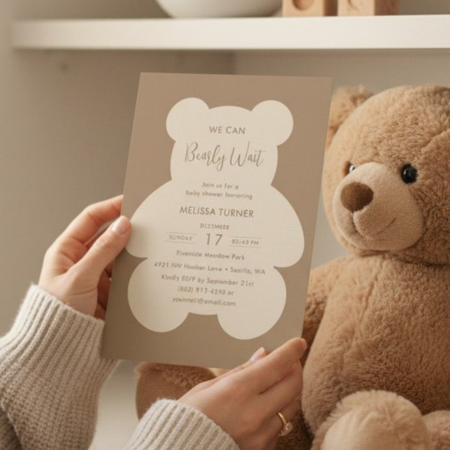 We Can Bearly Wait Teddy Bear Baby Shower Einladung (Von Creator hochgeladen)