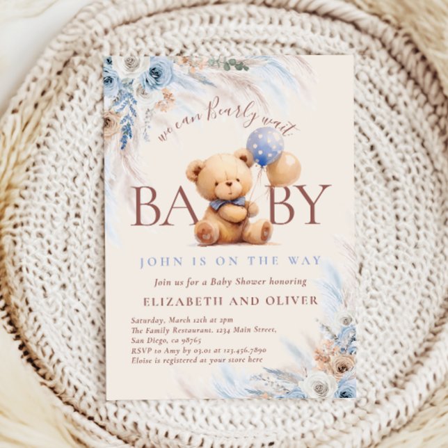 We Can Bearly Wait Teddy Bear Baby Shower Einladung (Von Creator hochgeladen)