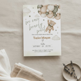 We Can Bearly Wait Teddy Bear Baby Shower  Einladung