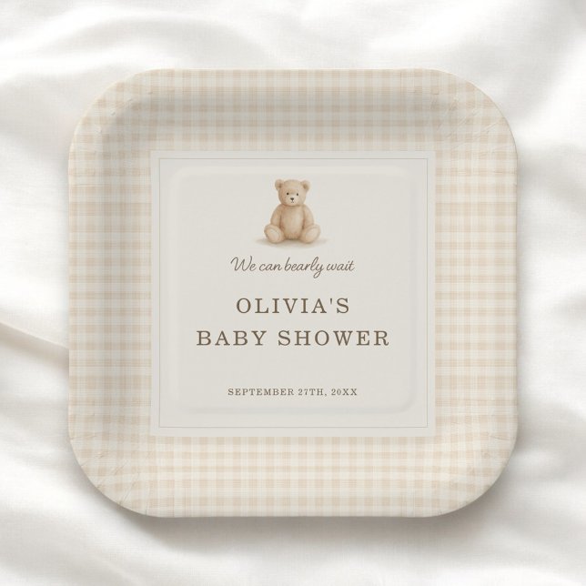 We Can Bearly Wait Teddy Bear Baby Shower Party Pappteller (Von Creator hochgeladen)