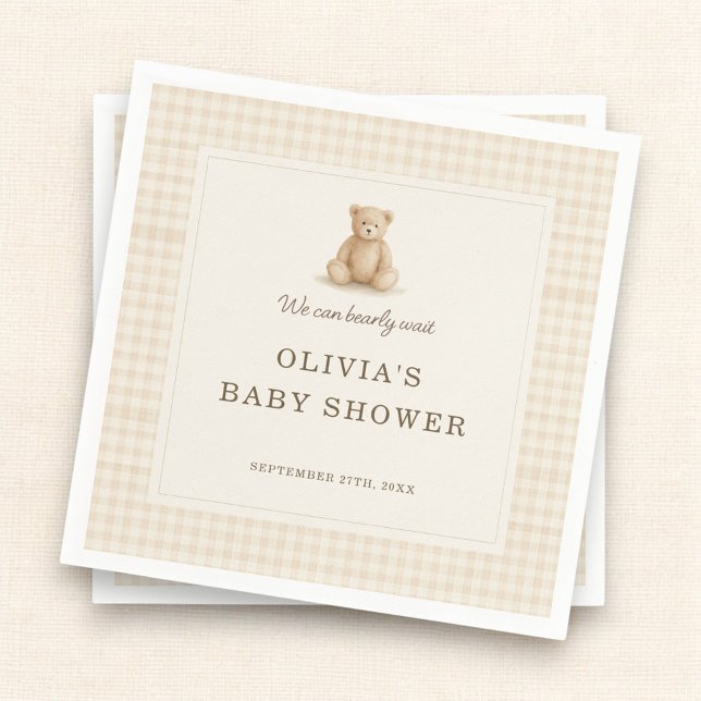 We Can Bearly Wait Teddy Bear Baby Shower Party Serviette (Von Creator hochgeladen)