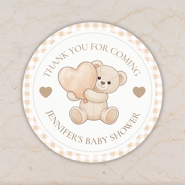 We Can Bearly Wait Teddy Bear Baby Shower Runder Aufkleber (Von Creator hochgeladen)