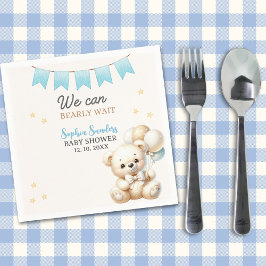 "We Can Bearly Wait! Teddy Bear Baby Shower Serviette