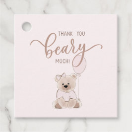 We Can Bearly Wait Teddy Bear Pink Baby Shower Geschenkanhänger