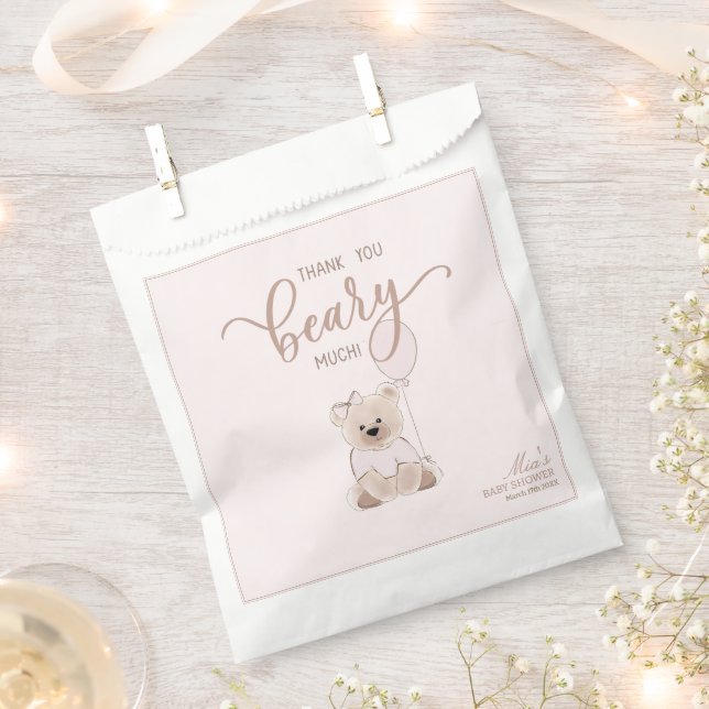We Can Bearly Wait Teddy Bear Pink Baby Shower Geschenktütchen (Ausgeschnitten)