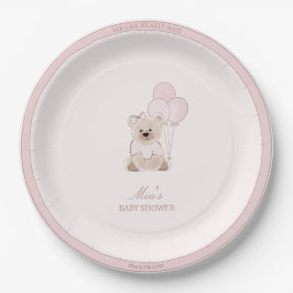 We Can Bearly Wait Teddy Bear Pink Baby Shower Pappteller