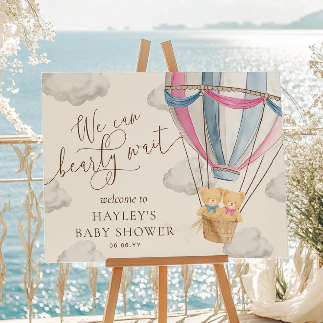 We Can Bearly Wait Twins Baby Shower Welcome Poster (Von Creator hochgeladen)