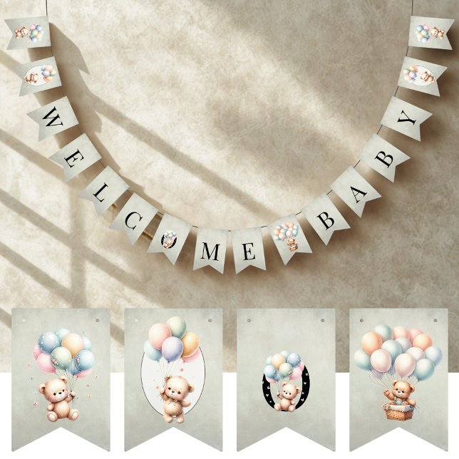 We Can Bearly Wait Welcome Baby Baby Shower Wimpelkette (Von Creator hochgeladen)