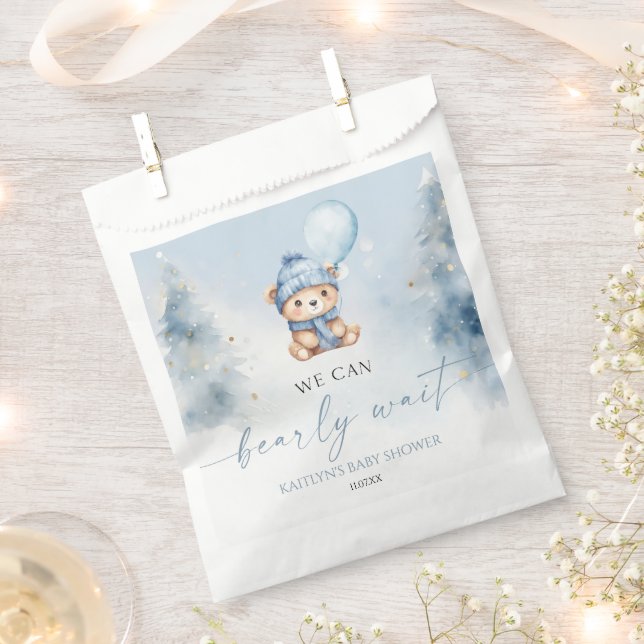 We Can Bearly Wait Winter Teddy Bear Baby Shower Geschenktütchen (Ausgeschnitten)