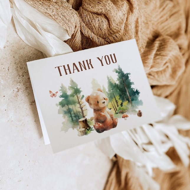 We Can Bearly Wait Woodland Baby Shower Thank You Einladung (Von Creator hochgeladen)