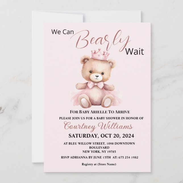 We Can Bearly WaitBaby Shower Invitation Einladung (Vorderseite)
